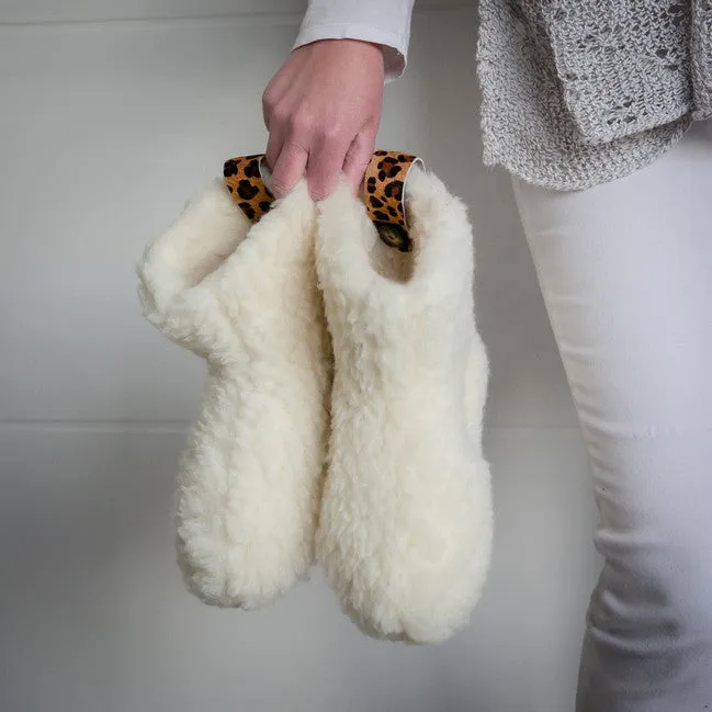 High Igloo Strap Slippers | Cream | Wool Lining
