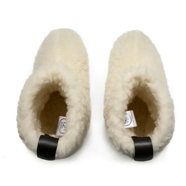 High Igloo Strap Slippers | Cream | Wool Lining