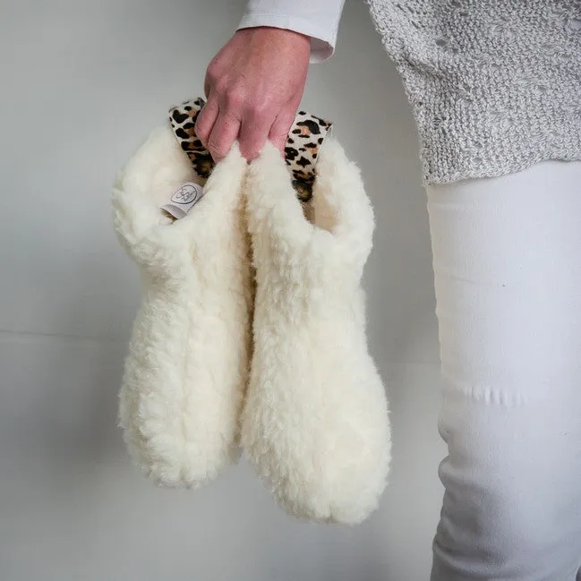 High Igloo Strap Slippers | Cream | Wool Lining