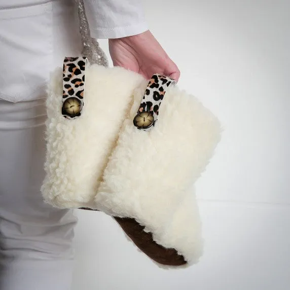 High Igloo Strap Slippers | Cream | Wool Lining