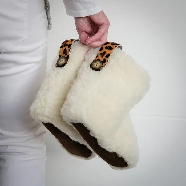 High Igloo Strap Slippers | Cream | Wool Lining