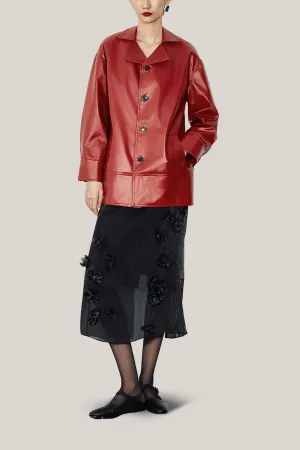 HOBB • Tara Straight Side Pocket Faux Leather Coat