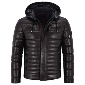 Hooded Leather Outerwear Men