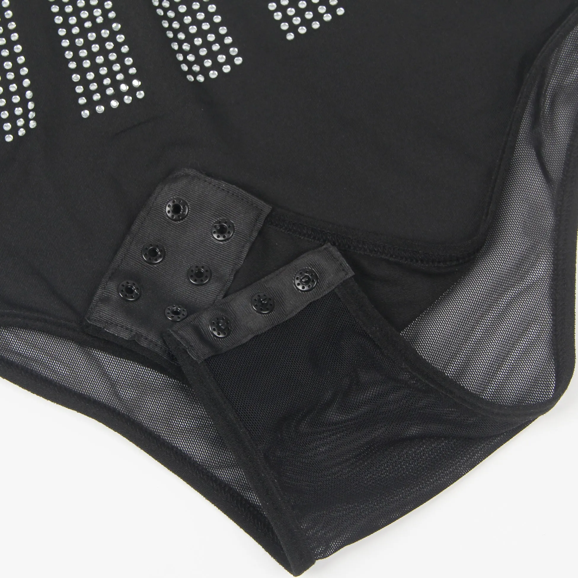 Hot Drill Black Halter Neck Sleeveless Bodysuit