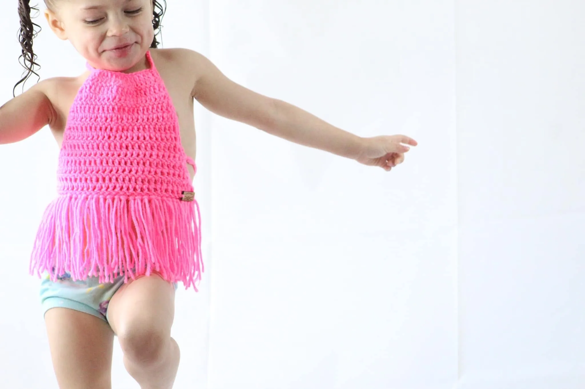 Hot Pink Fringe Halter Top