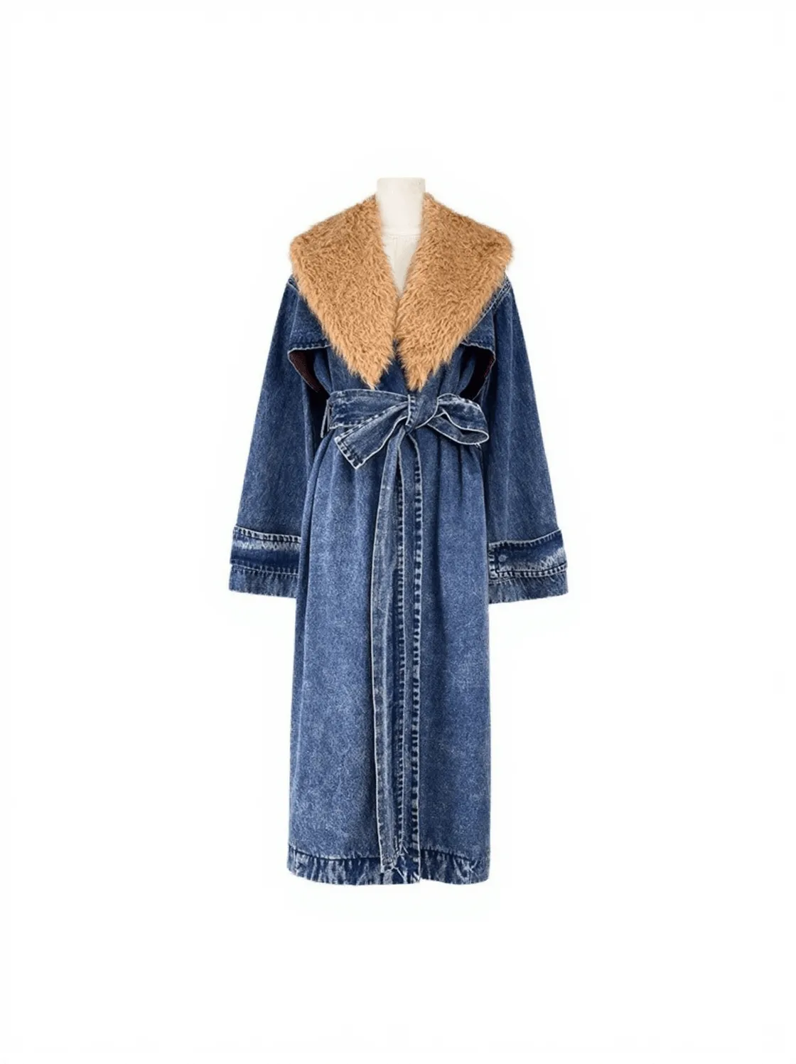 Ishtar Faux Fur Collar Denim Coat