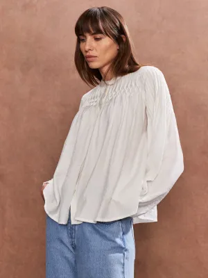 Ivory Smocked Detail Blouse
