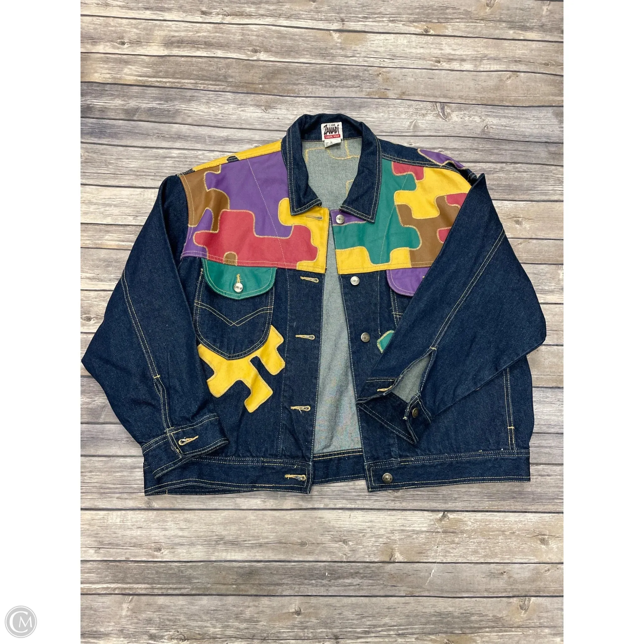 Jacket Denim By Zana Di In Blue Denim, Size: 1x