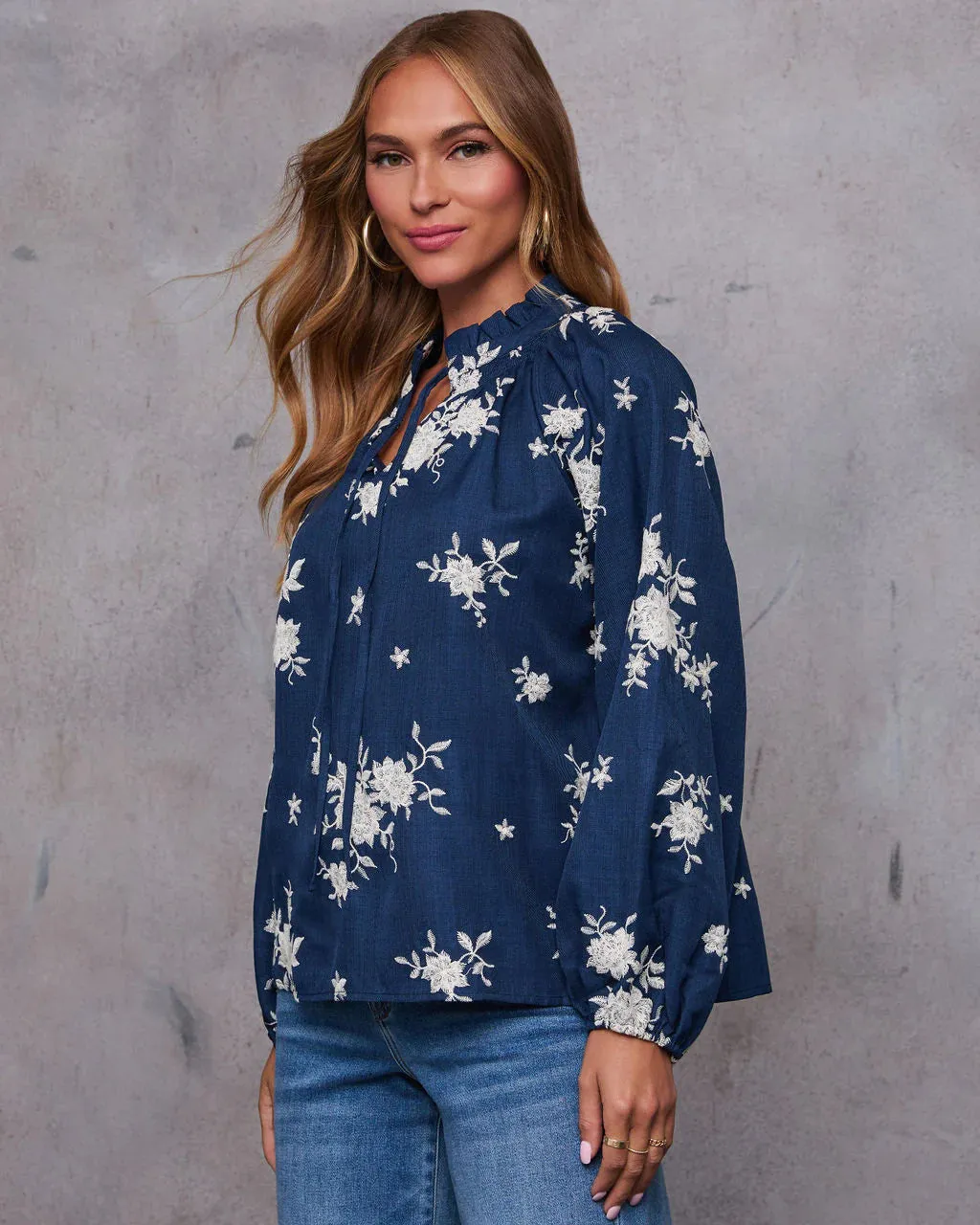 Kadence Neck Tie Floral Blouse