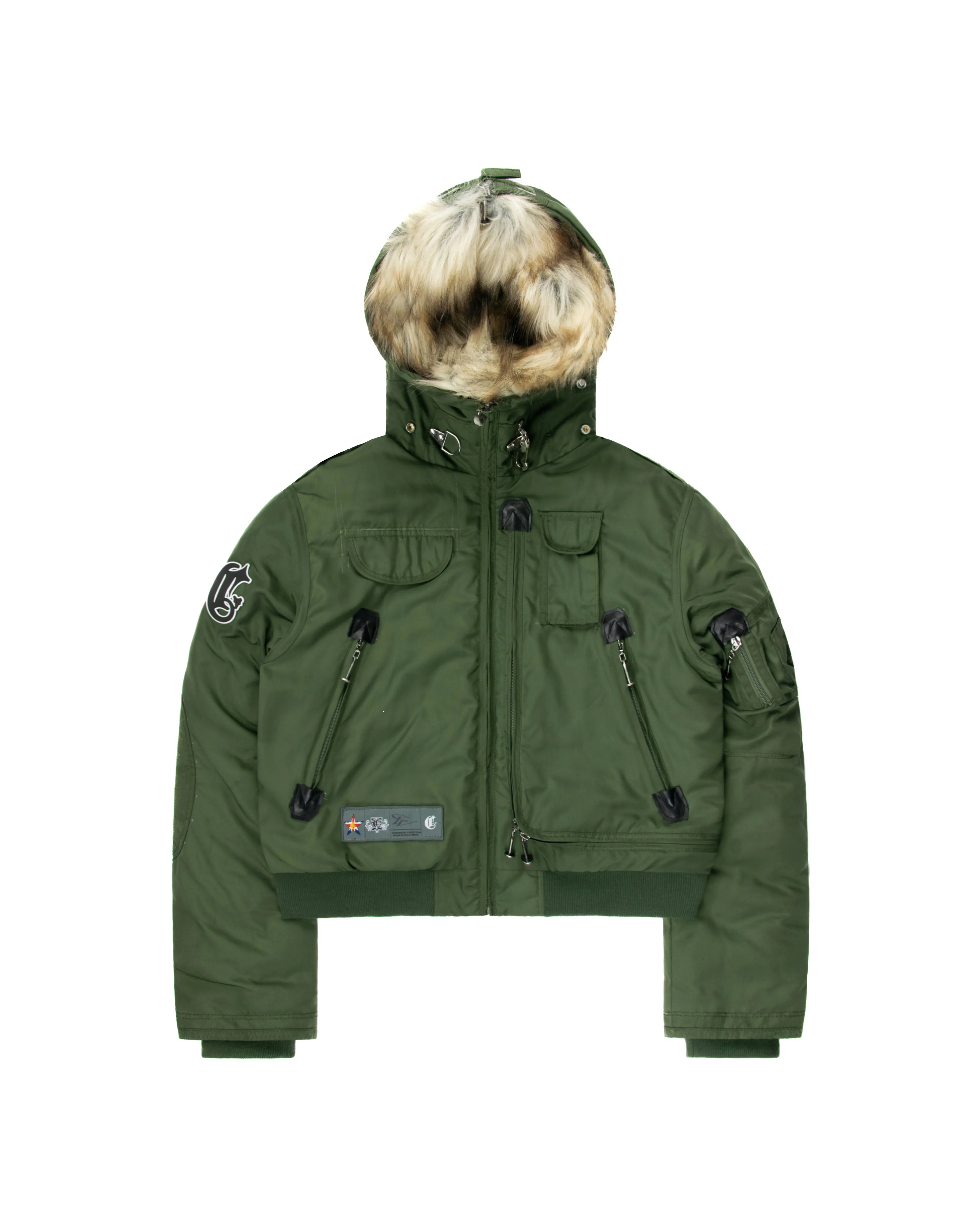 Khaki Fur Hooded Jacket