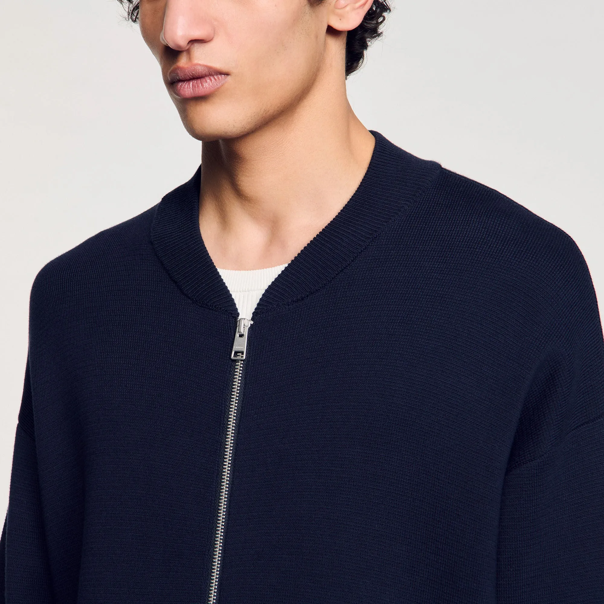 Knit Teddy Jacket Knit Jacket Navy Blue