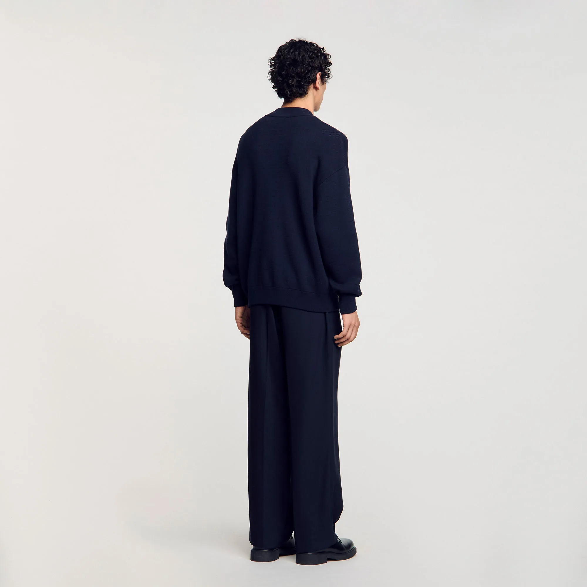 Knit Teddy Jacket Knit Jacket Navy Blue