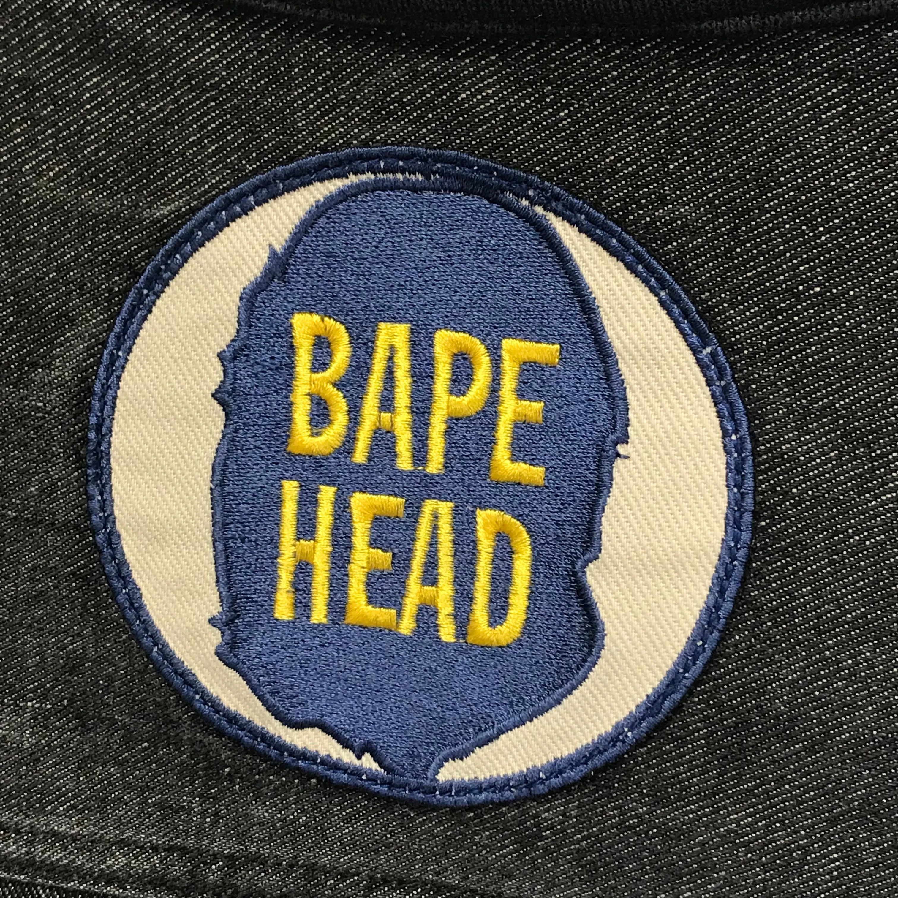 [L] A Bathing Ape Bape Vintage Bape Heads Denim Varsity Jacket