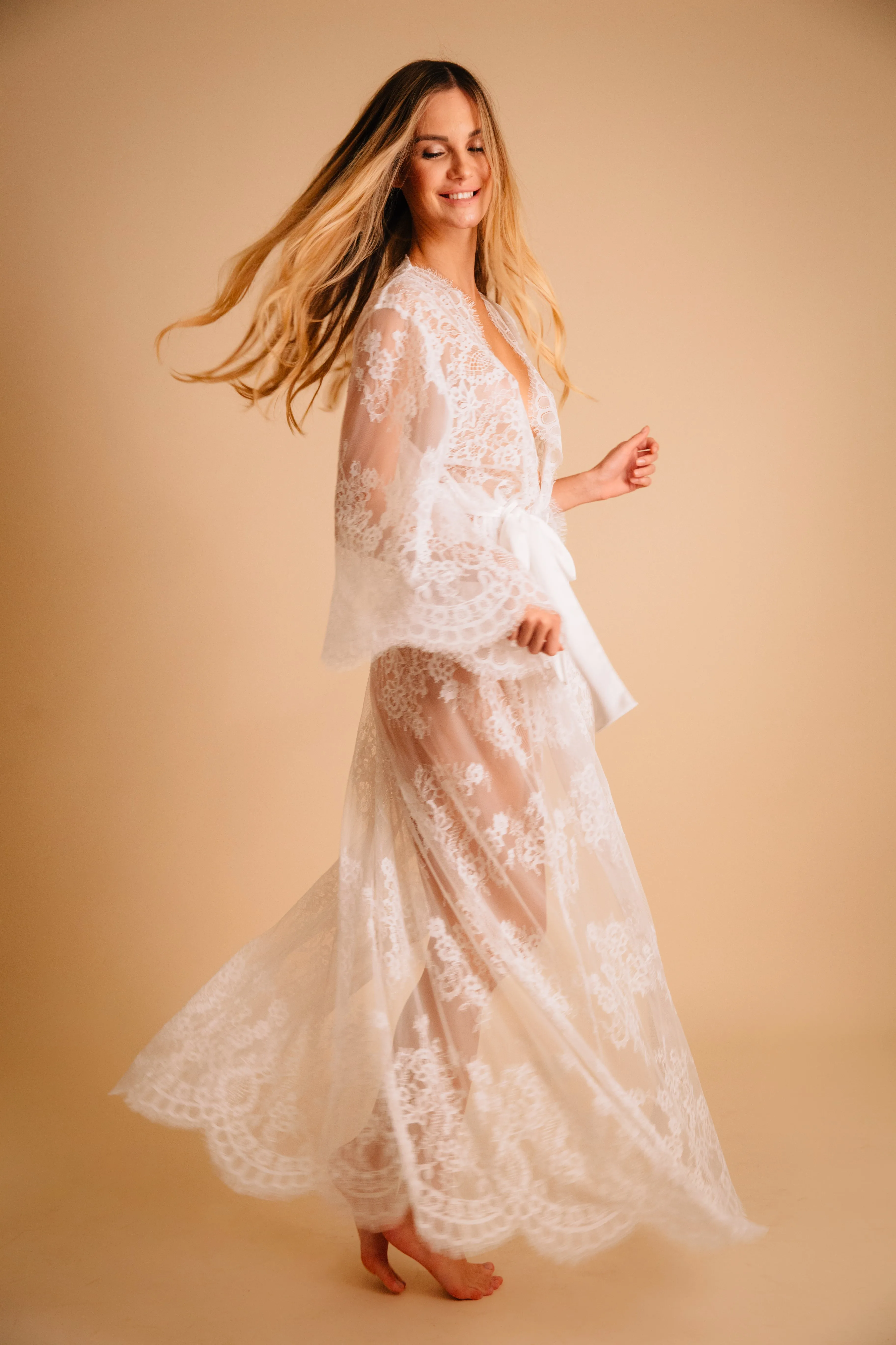 Lace Maxi Kimono Robe
