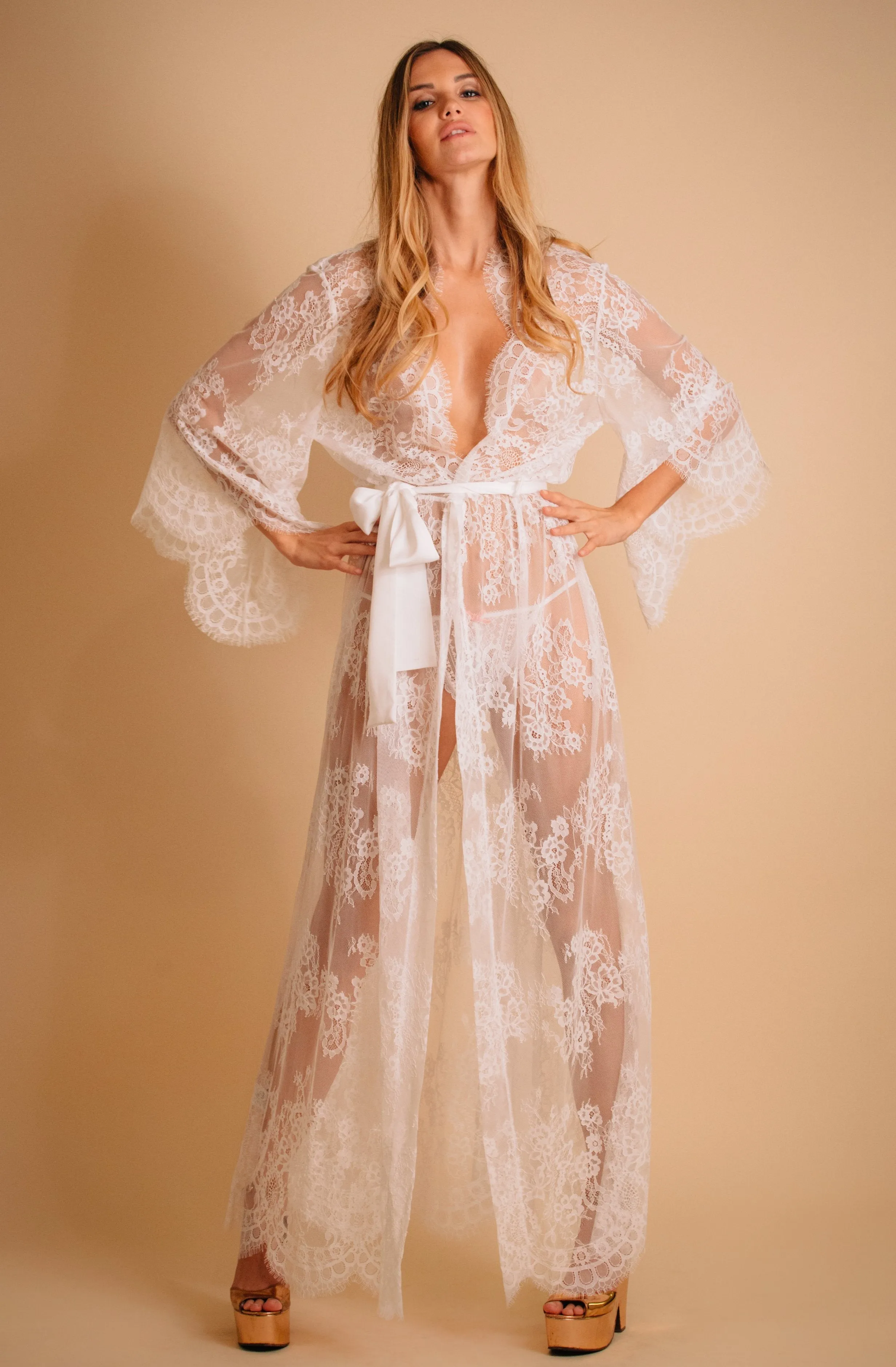 Lace Maxi Kimono Robe
