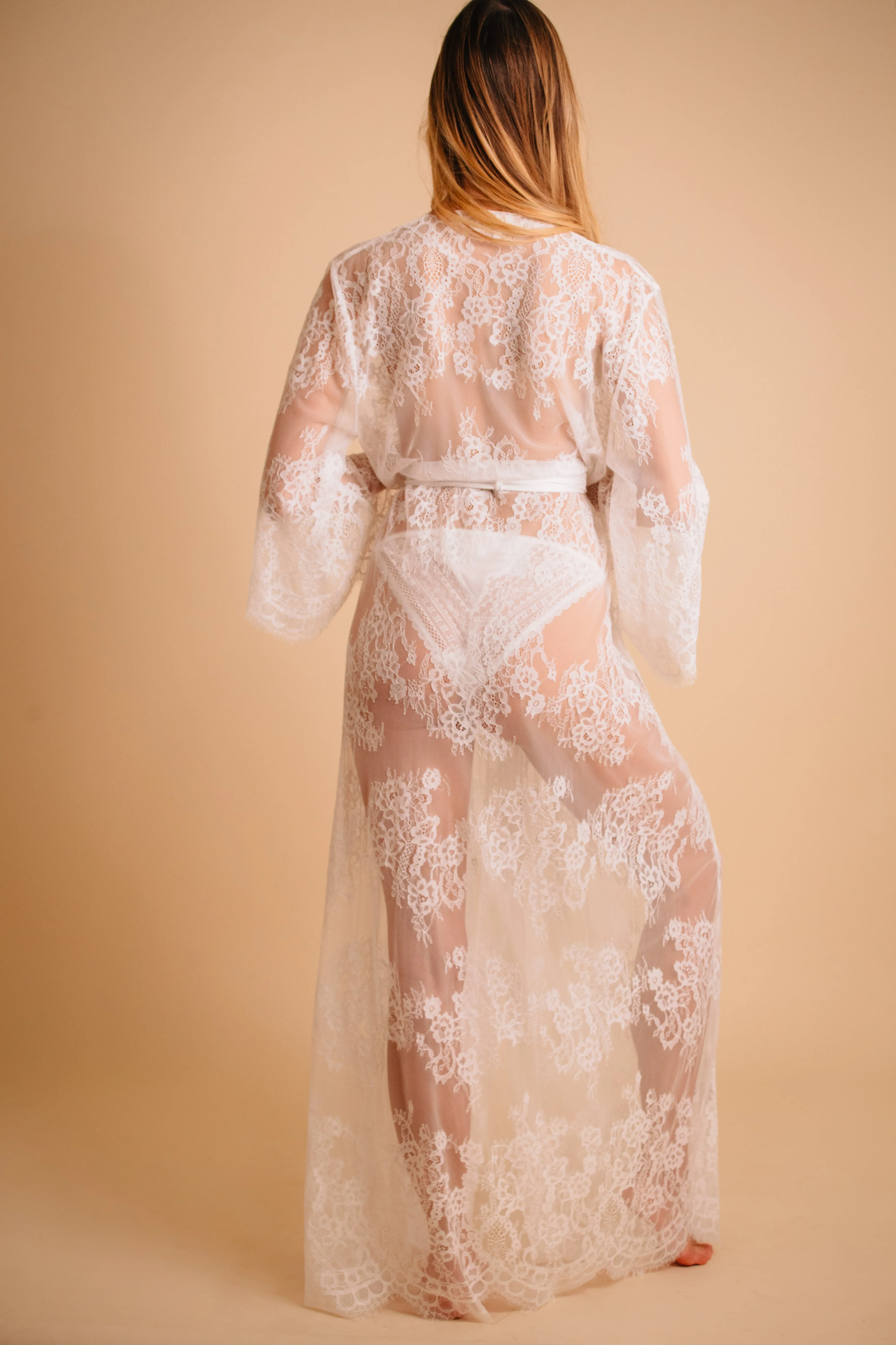 Lace Maxi Kimono Robe