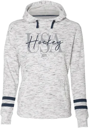 Ladies USA Hockey Striped Sleeve Hooded Sweatshirt