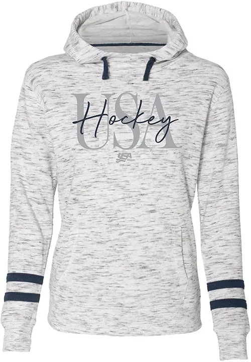 Ladies USA Hockey Striped Sleeve Hooded Sweatshirt