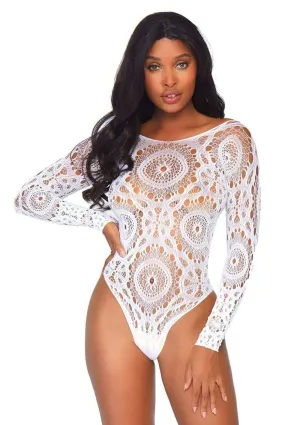 Leg Avenue Thong Back Teddy - White - S/M