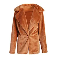Long Sleeve Faux Fur Jacket for Women / Plus Size Winter thick Cardigan outerwear for women