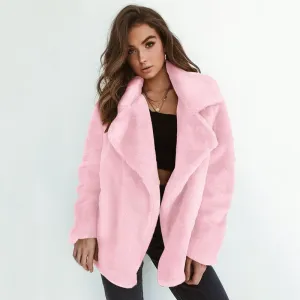 Long Sleeve Faux Fur Jacket for Women / Plus Size Winter thick Cardigan outerwear for women