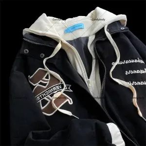 Loose Fit American Baseball Uniform with Letter Embroidery â€?Women's Y2K Fashion Jacket