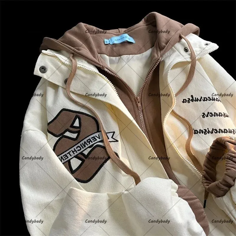 Loose Fit American Baseball Uniform with Letter Embroidery â€?Women's Y2K Fashion Jacket