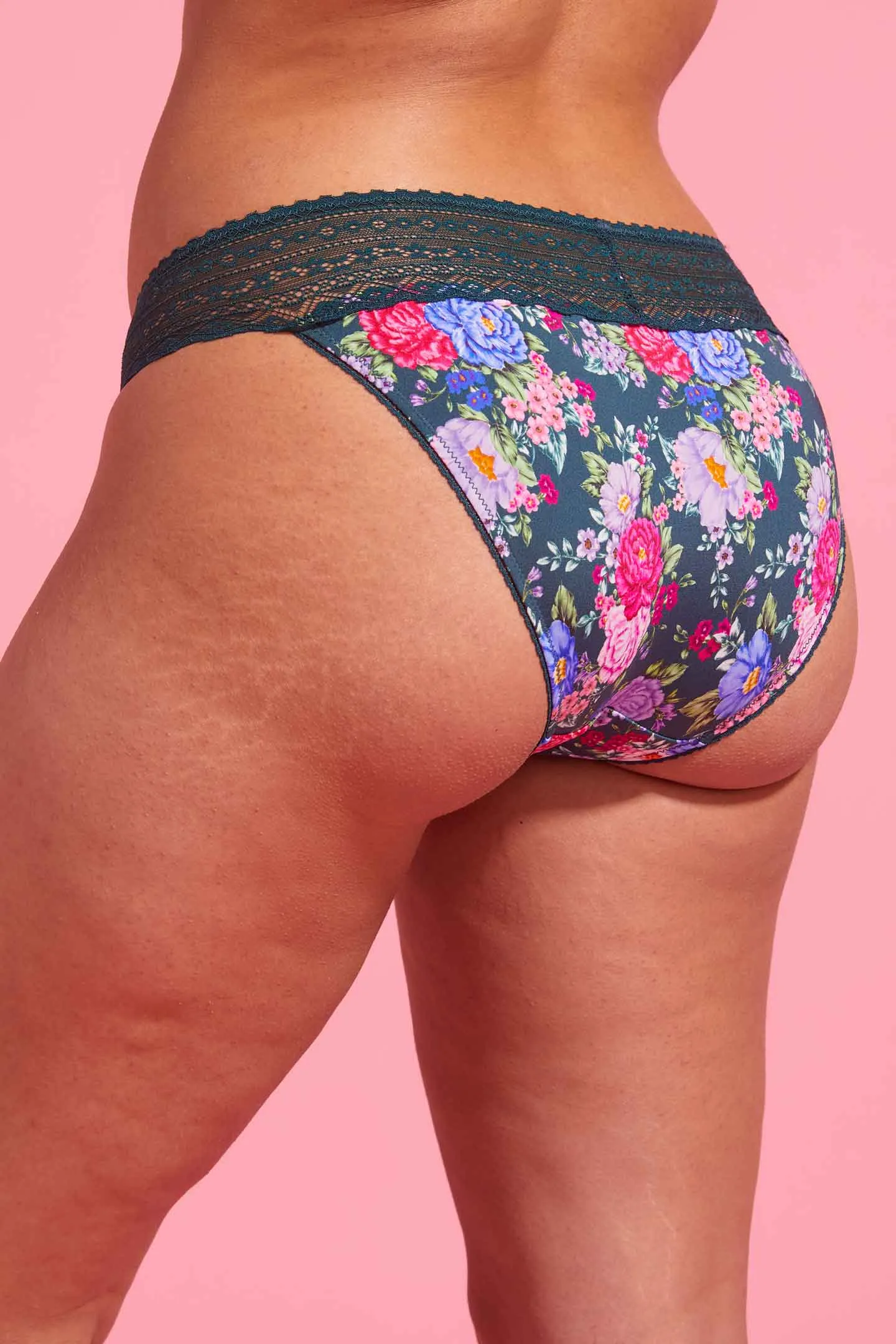 Luxe Microfibre Bikini Brief Emerald Floral