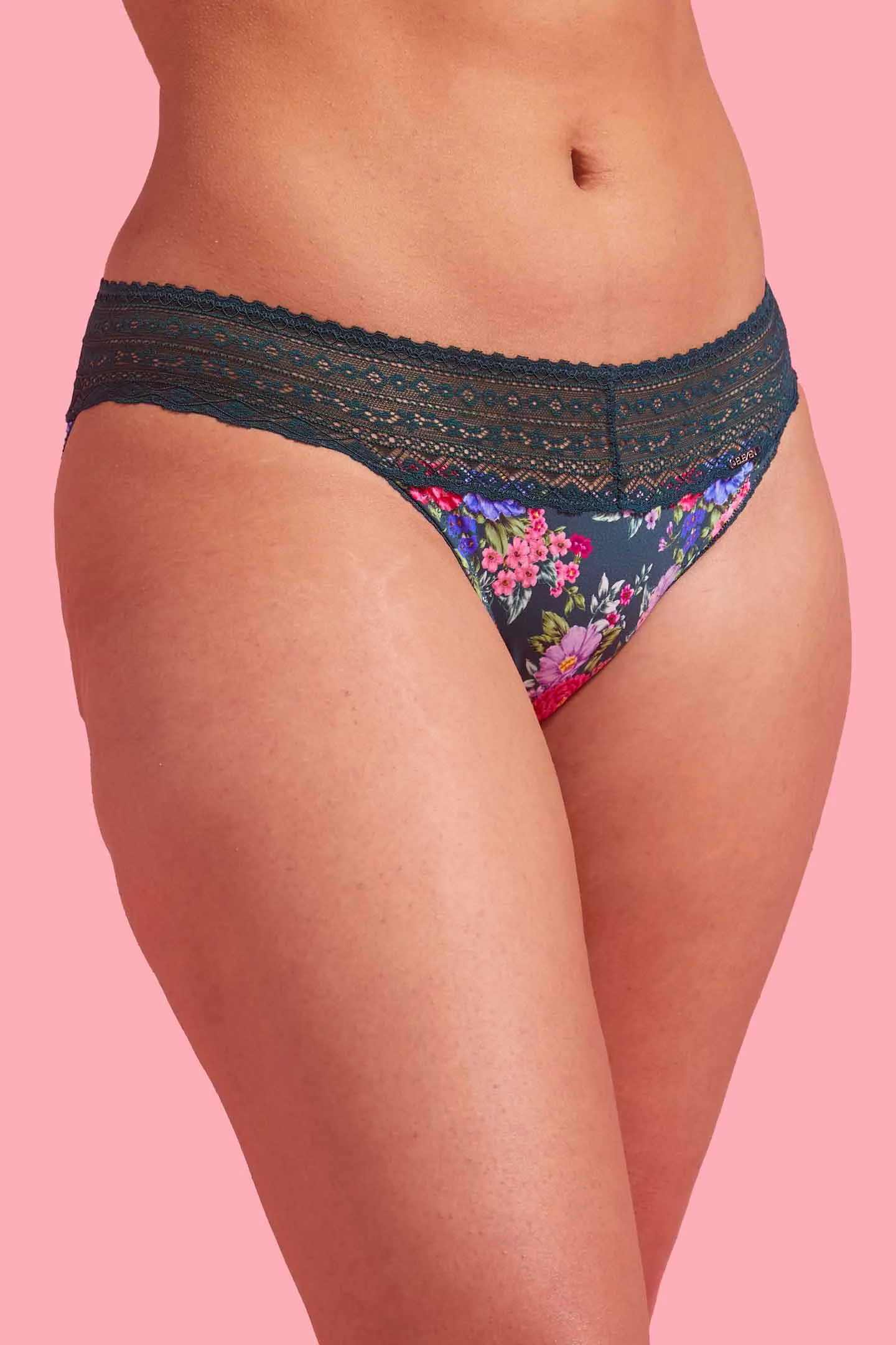 Luxe Microfibre Bikini Brief Emerald Floral