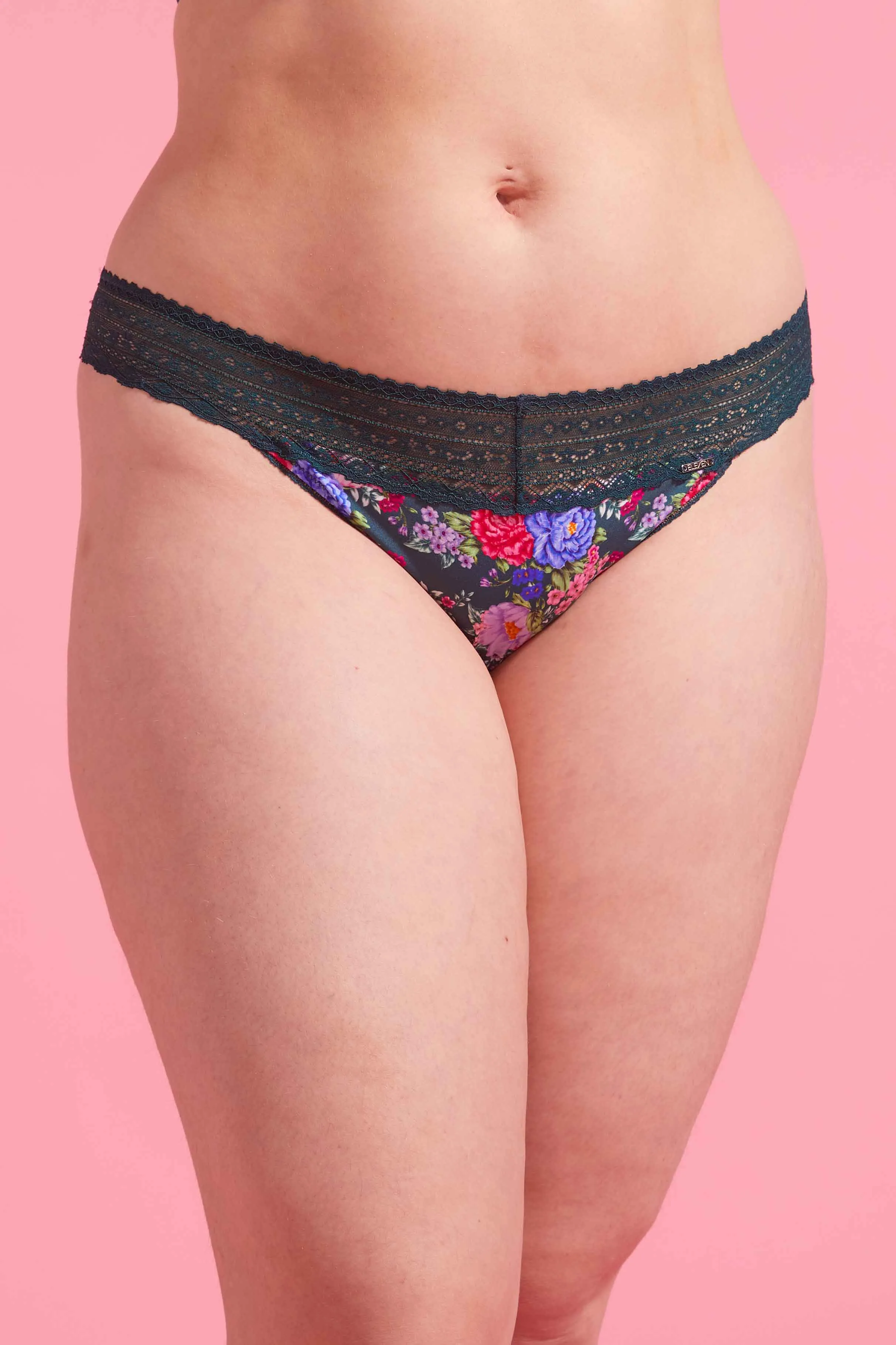 Luxe Microfibre Bikini Brief Emerald Floral