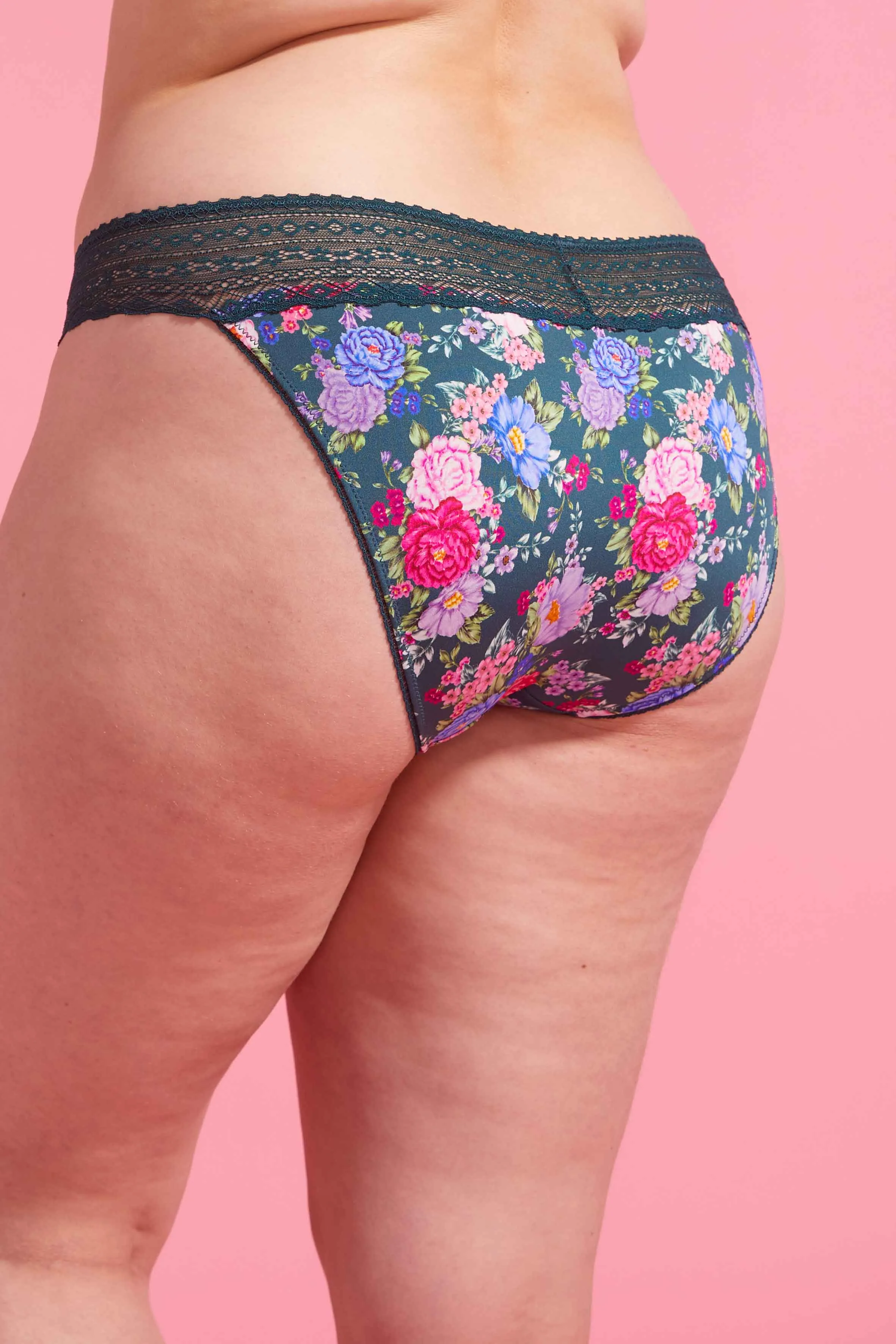 Luxe Microfibre Bikini Brief Emerald Floral