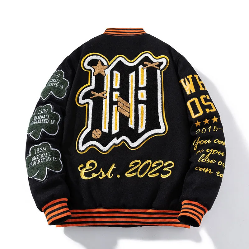 Men's Hip-Hop Thickened Varsity Jacket.