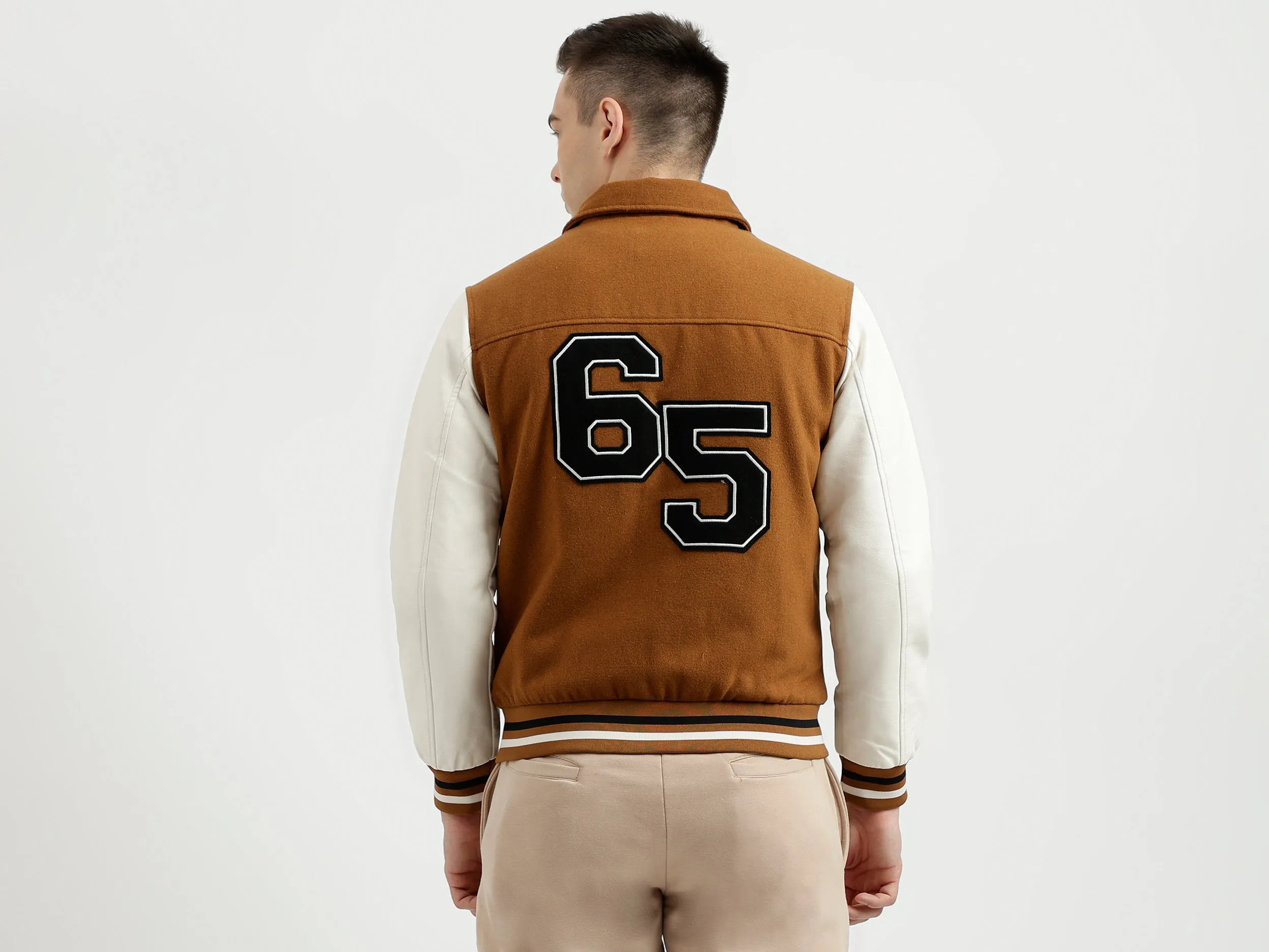 Men's Regular Fit Embroidered Varsity Jacket