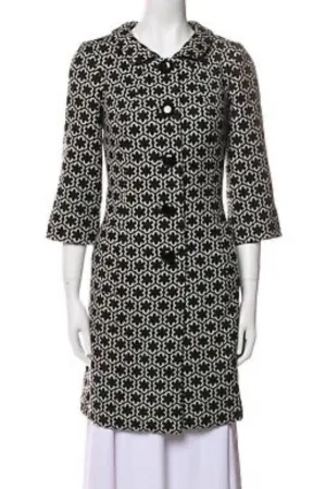 Milly Women's of New York Woven Printed Peacoat – Daisy Floral Black & White (Size 6)