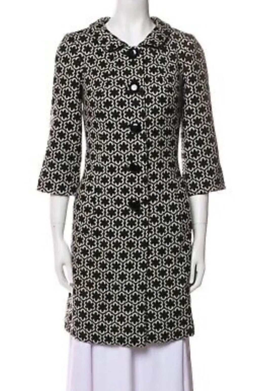 Milly Women's of New York Woven Printed Peacoat – Daisy Floral Black & White (Size 6)