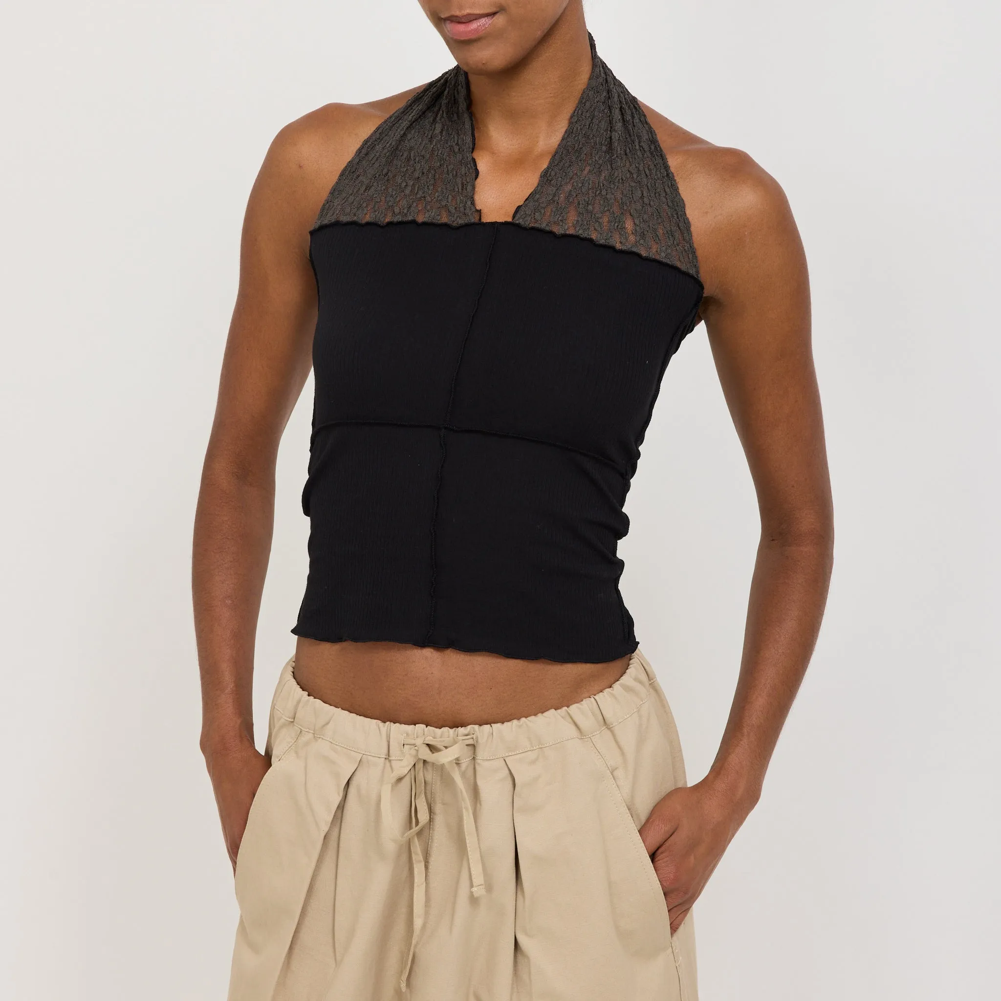 Nehru Halter Top Black/Brown