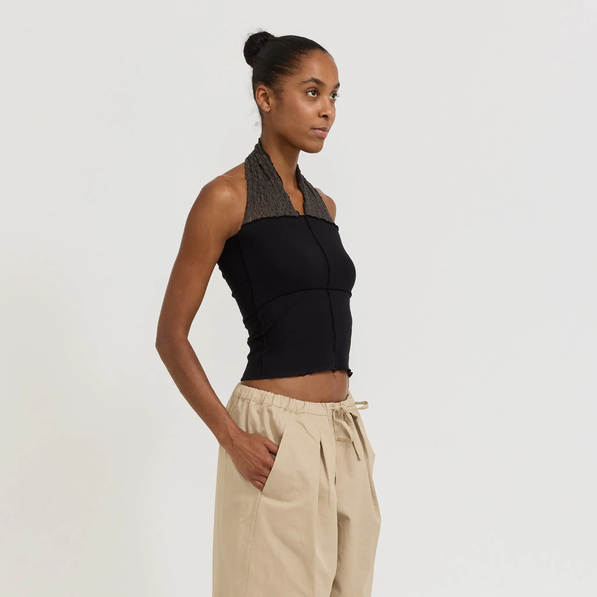 Nehru Halter Top Black/Brown