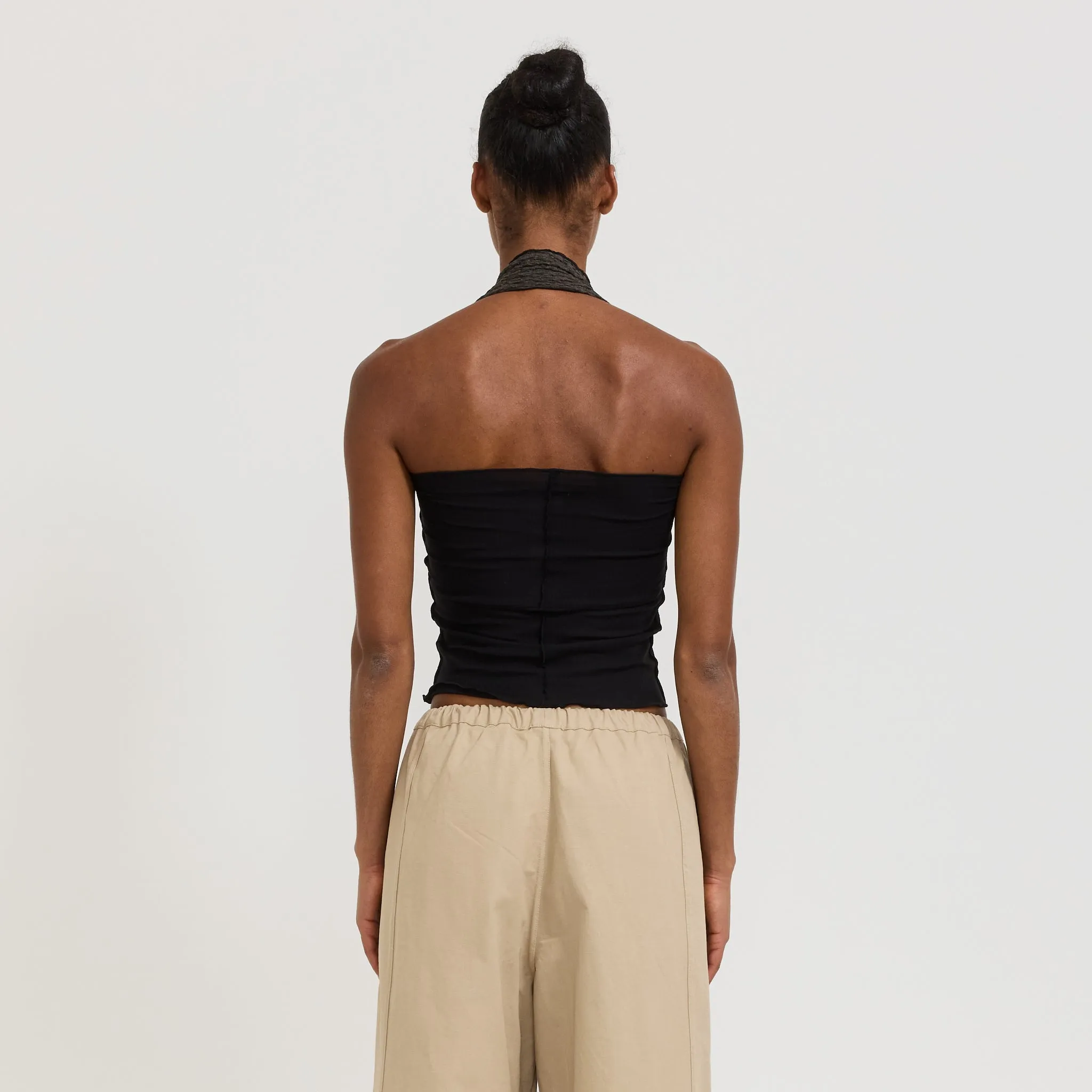 Nehru Halter Top Black/Brown