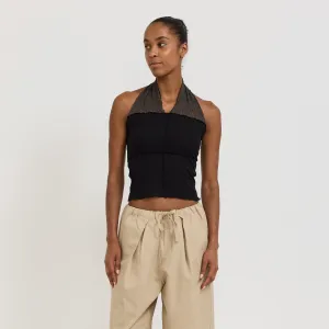 Nehru Halter Top Black/Brown