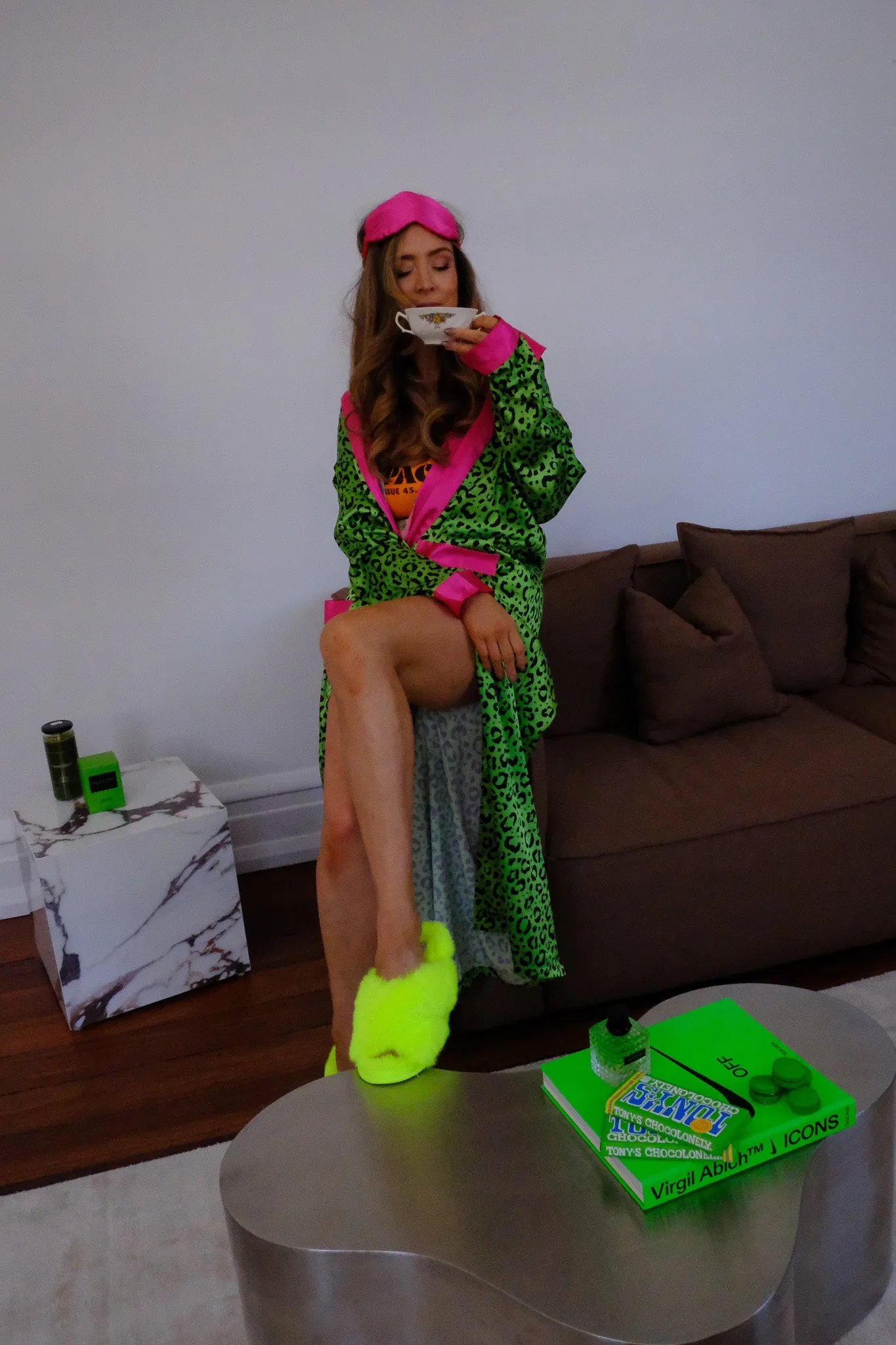 Neon Leopard Robe   Slipper Bundle