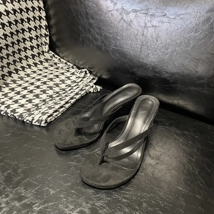NEW & INSTOCK - Korean French Style French Leather Heeled Sandals
