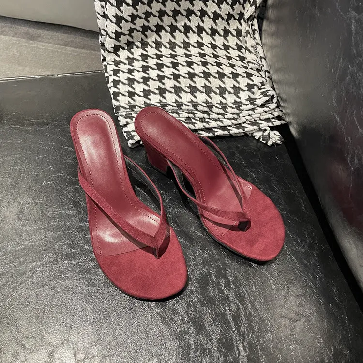 NEW & INSTOCK - Korean French Style French Leather Heeled Sandals