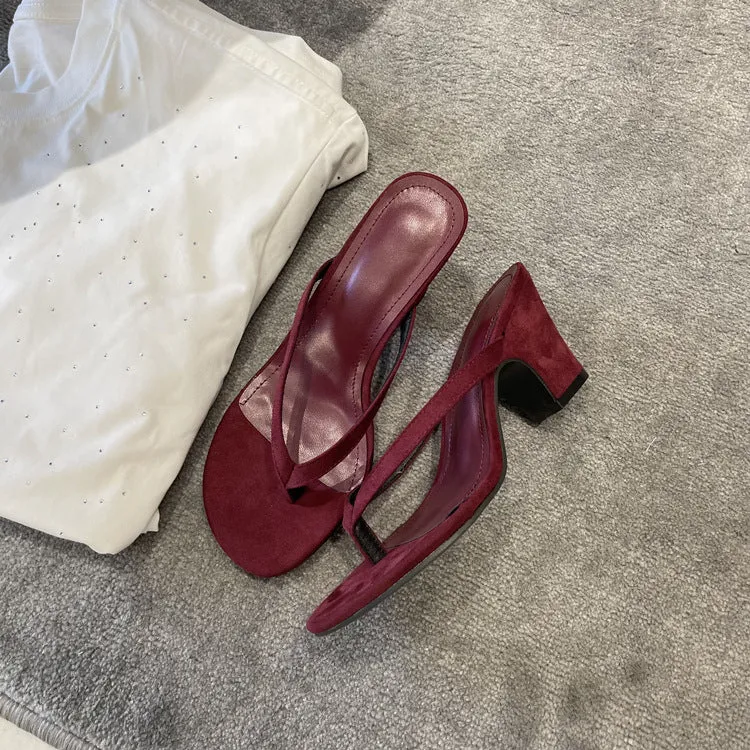 NEW & INSTOCK - Korean French Style French Leather Heeled Sandals