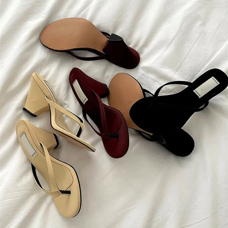 NEW & INSTOCK - Korean French Style French Leather Heeled Sandals