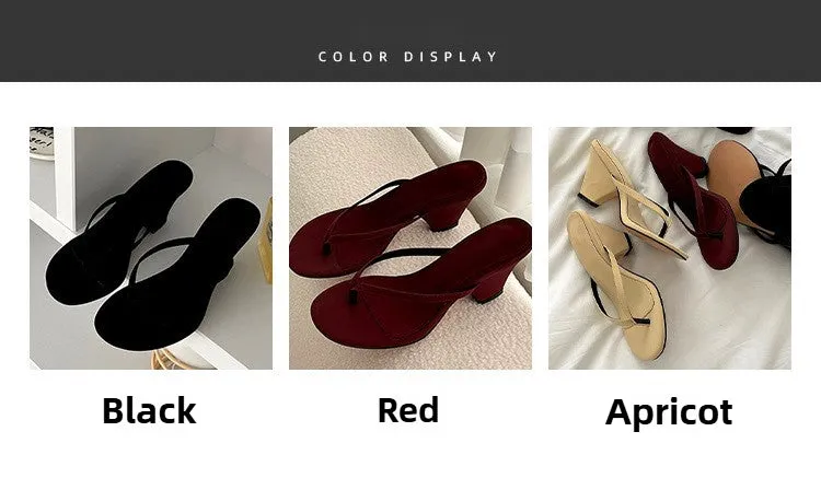 NEW & INSTOCK - Korean French Style French Leather Heeled Sandals