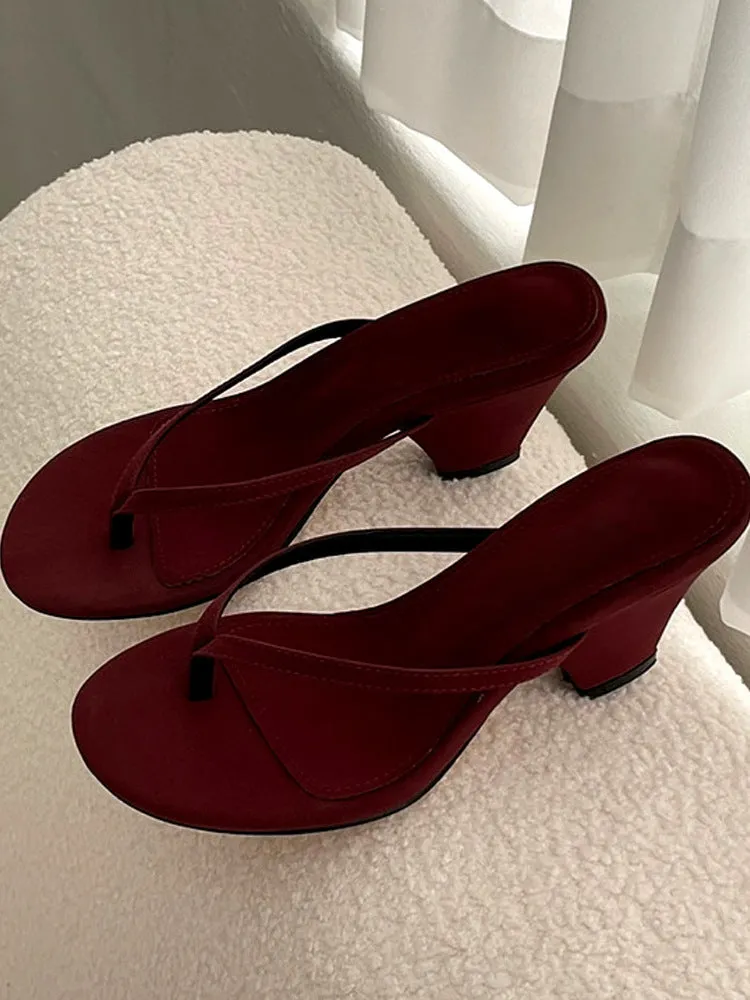NEW & INSTOCK - Korean French Style French Leather Heeled Sandals