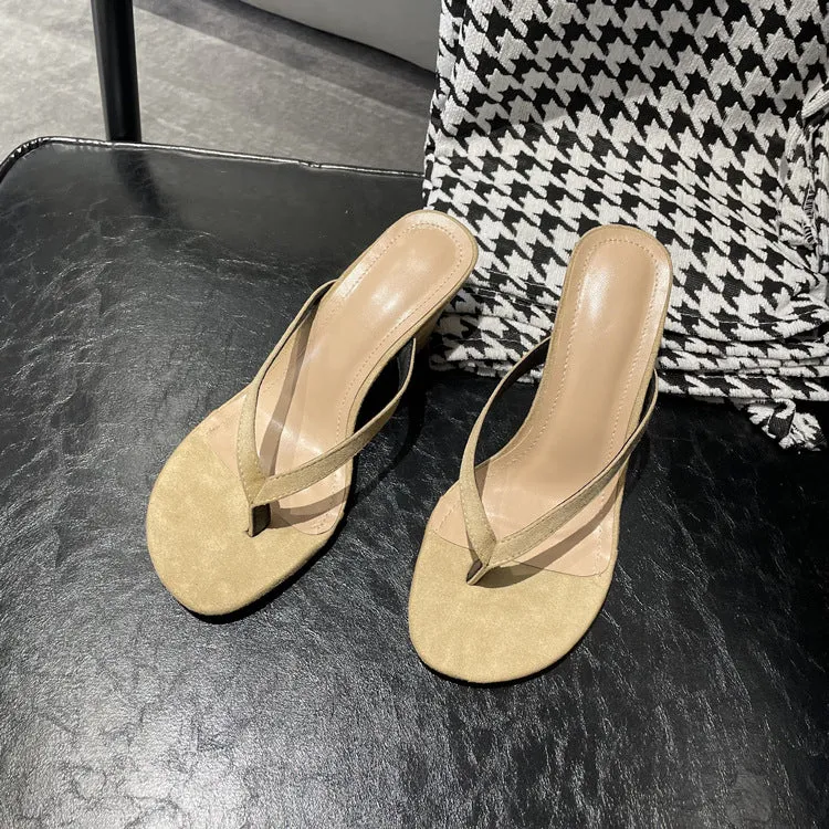 NEW & INSTOCK - Korean French Style French Leather Heeled Sandals