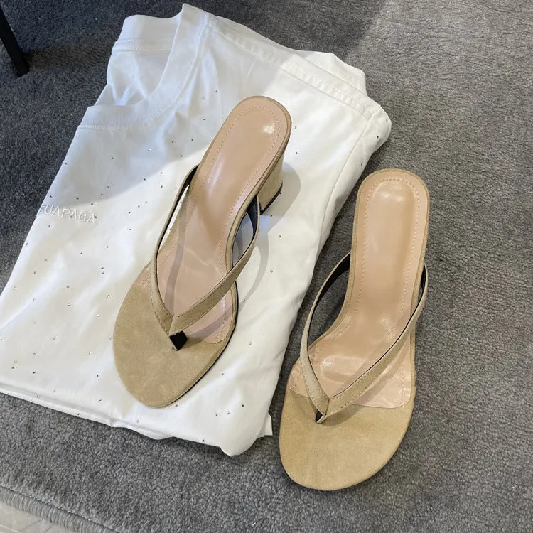 NEW & INSTOCK - Korean French Style French Leather Heeled Sandals