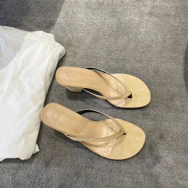 NEW & INSTOCK - Korean French Style French Leather Heeled Sandals