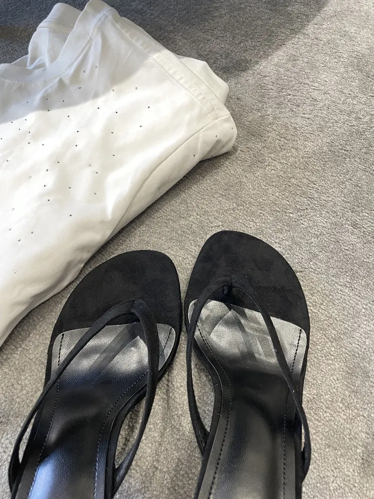 NEW & INSTOCK - Korean French Style French Leather Heeled Sandals